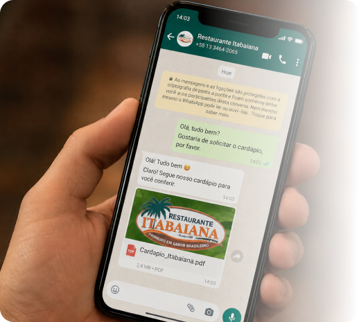 Conversa pelo WhatsApp do Restaurante Itabaiana